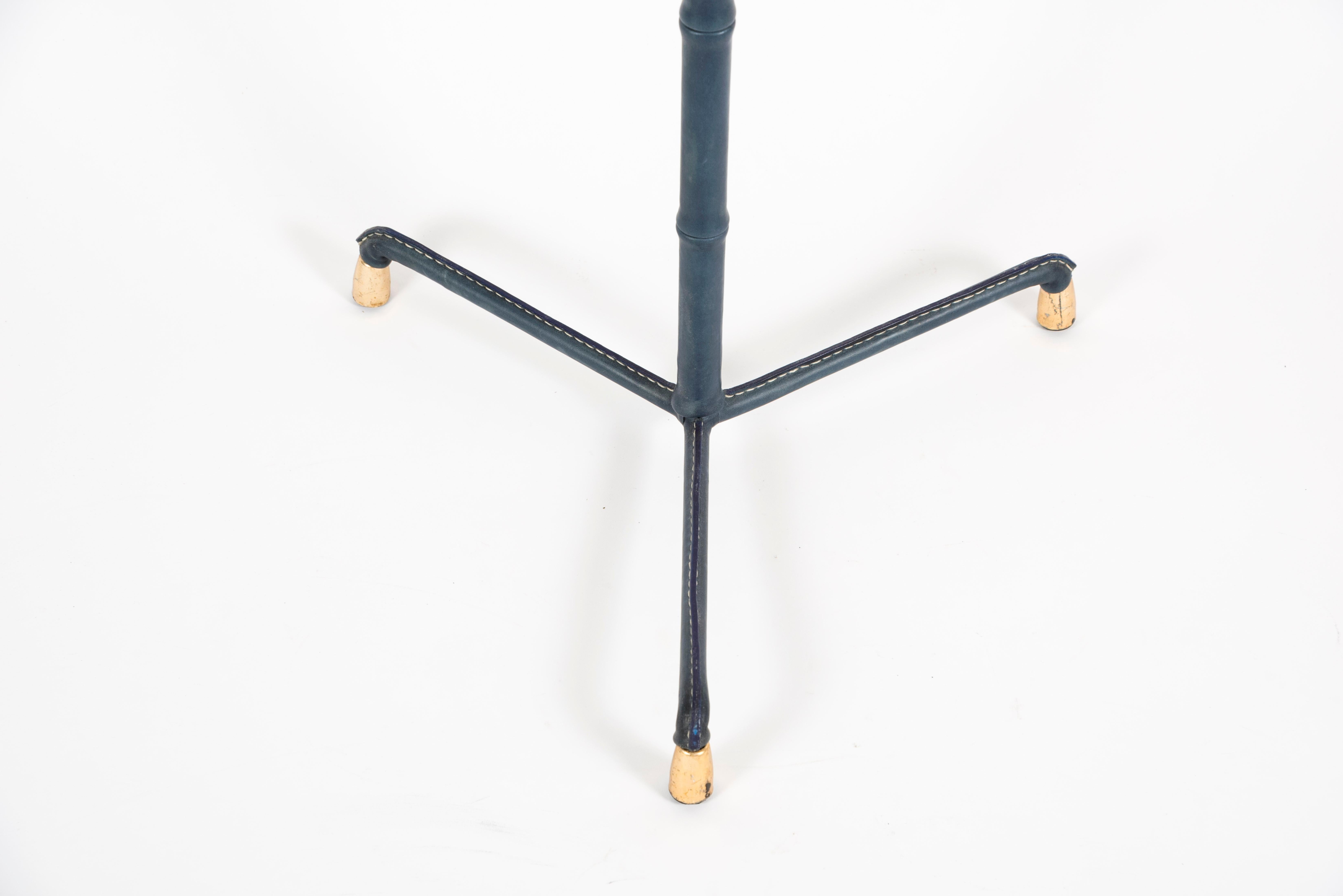 European 1950's Stitched Leather Valet Coat Rack by Jacques Adnet For Sale