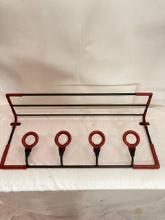 1950er Jahre Wandgarderobe aus Leder von Jacques Adnet mit Stitching