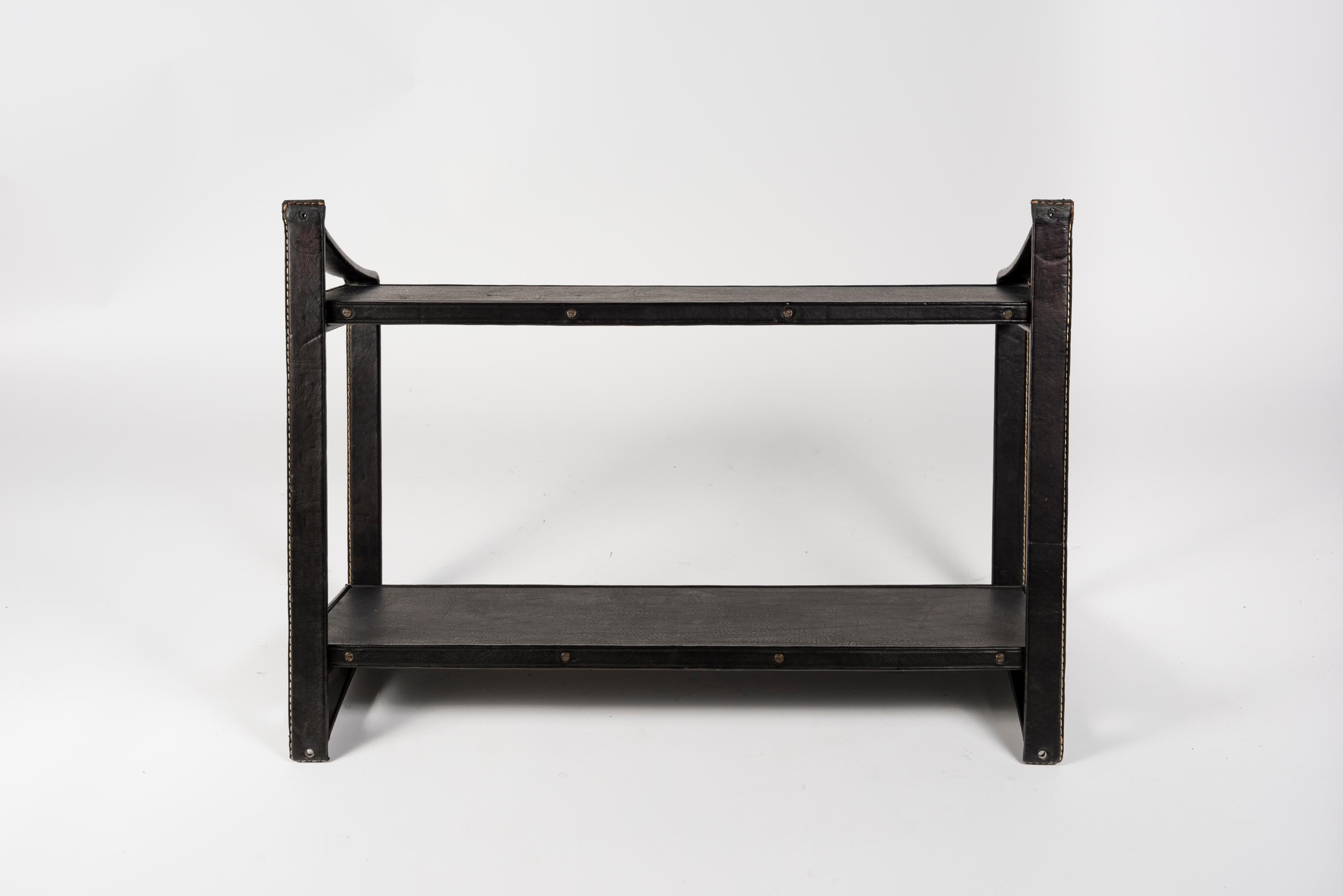 Wandschrank aus genähtem Leder von Jacques Adnet aus den 1950er Jahren im Angebot 2