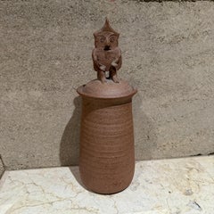 1950s Stoneware Pottery Cookie Jar Mid Century Modern