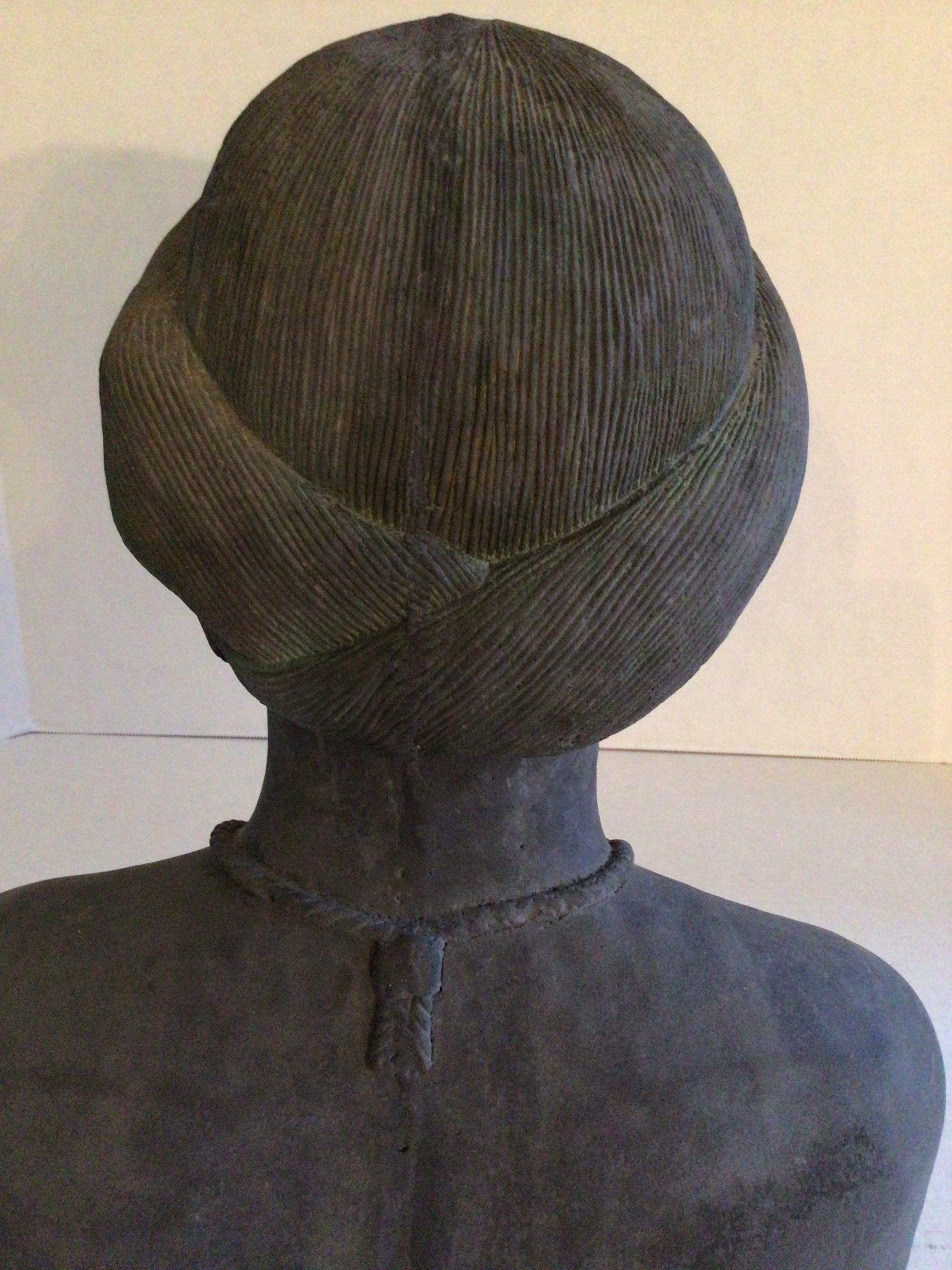 1950s Stoneware Sculpture of Tribal Woman For Sale 5