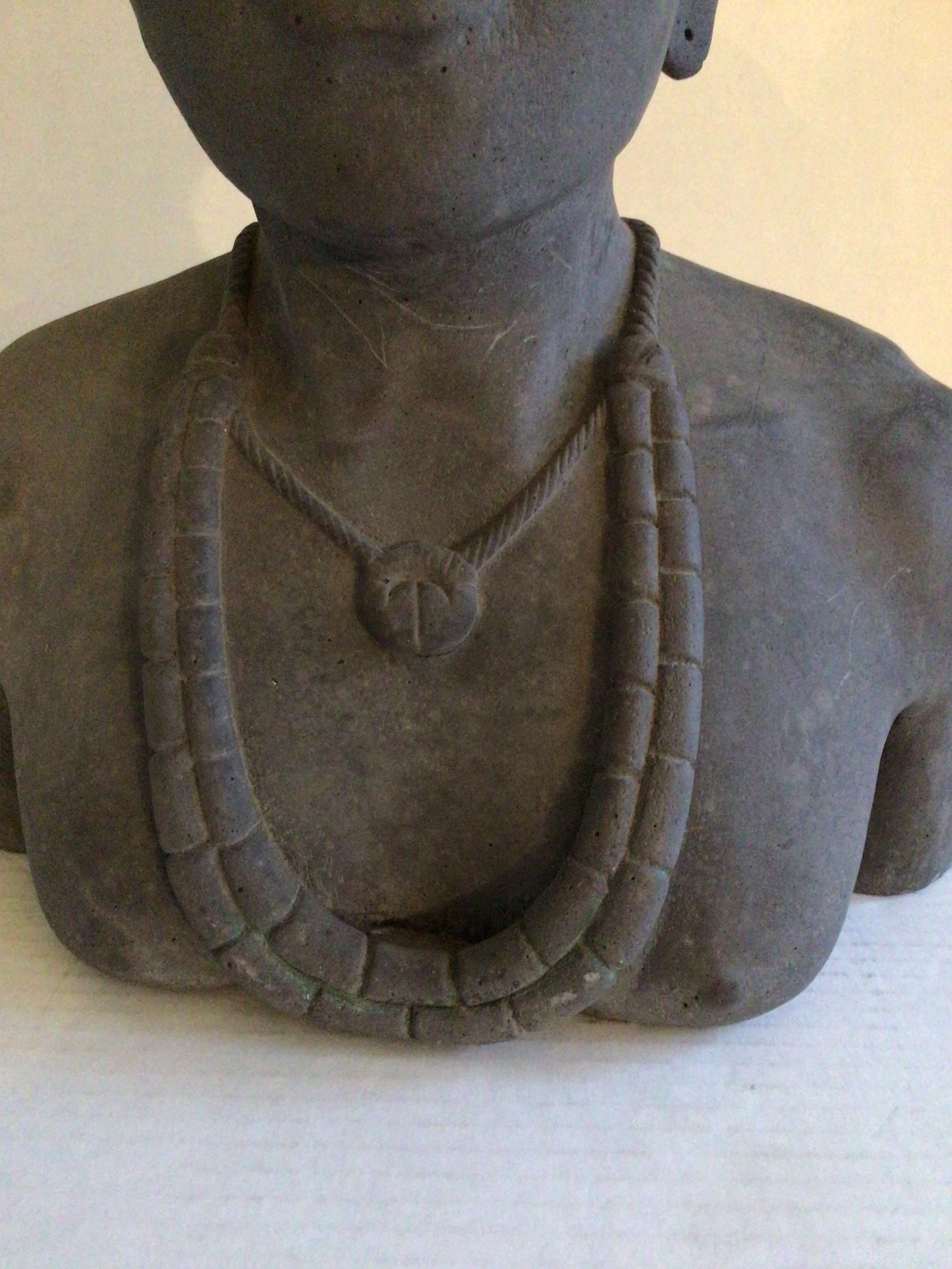 1950s Stoneware Sculpture of Tribal Woman For Sale 1