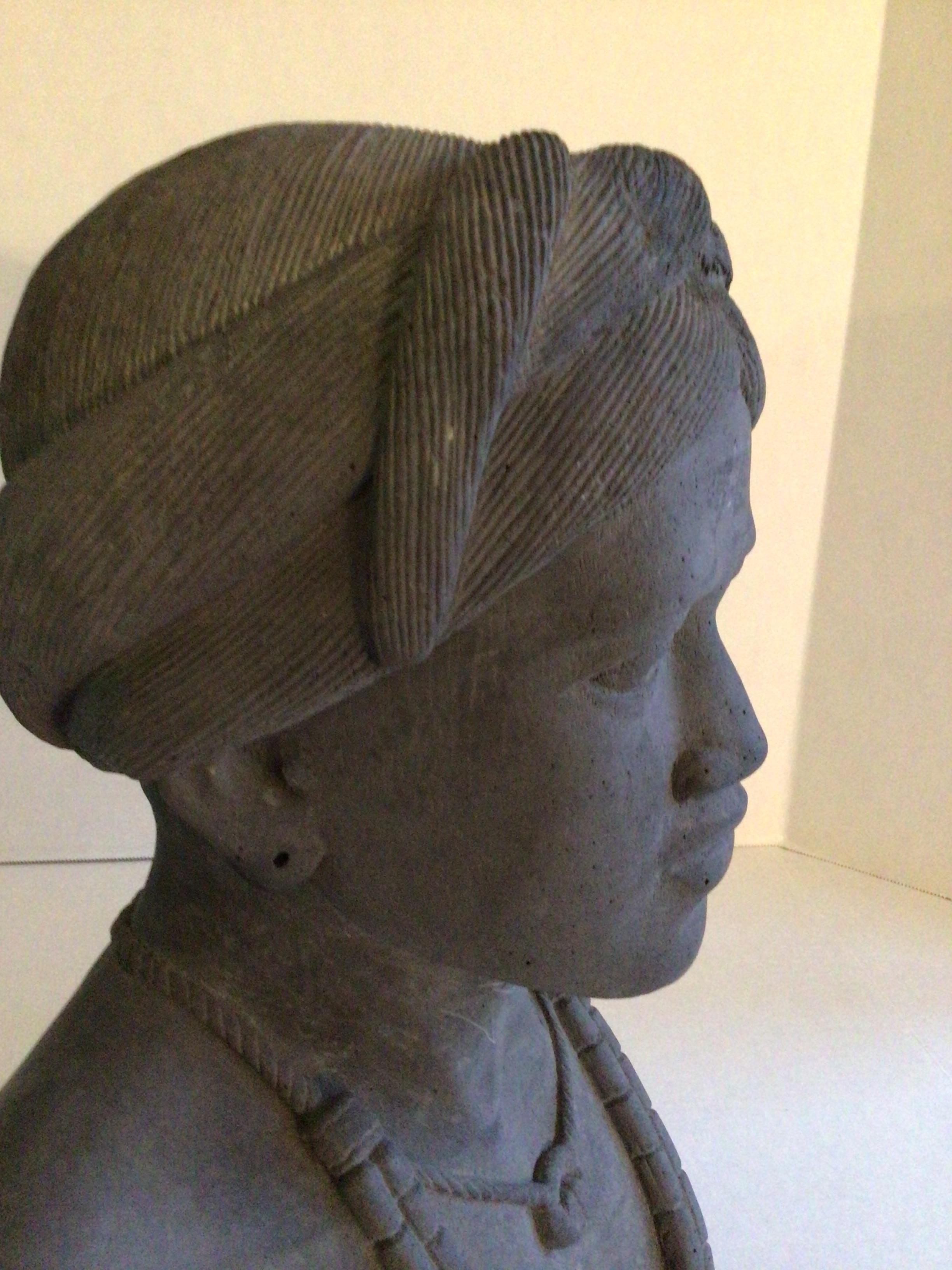 1950s Stoneware Sculpture of Tribal Woman For Sale 2
