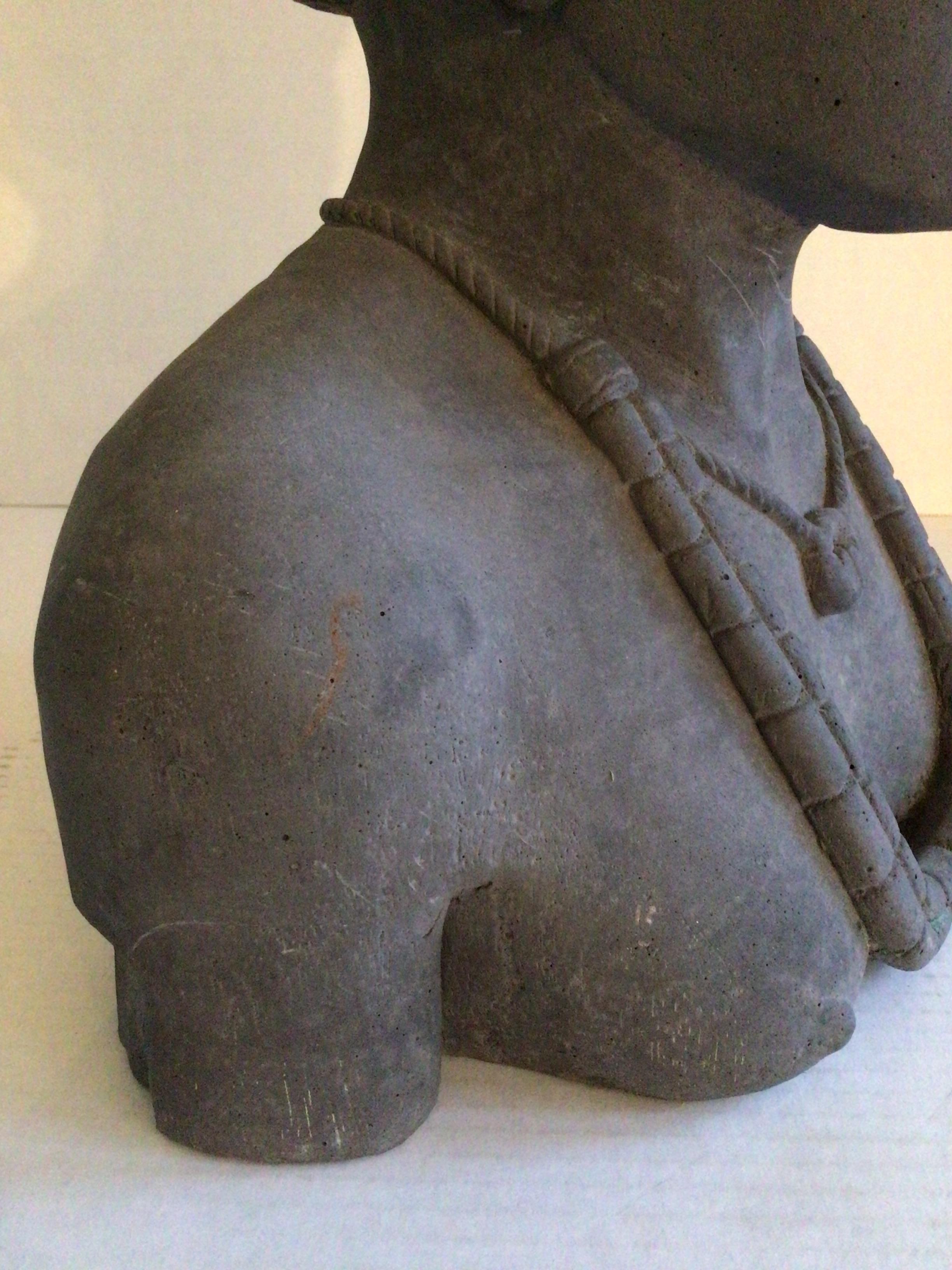 1950s Stoneware Sculpture of Tribal Woman For Sale 3