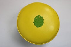 1950s Stool Maple Wood Legs, Brass Ferules, Yellow Vinyl Paul McCobb Attribute