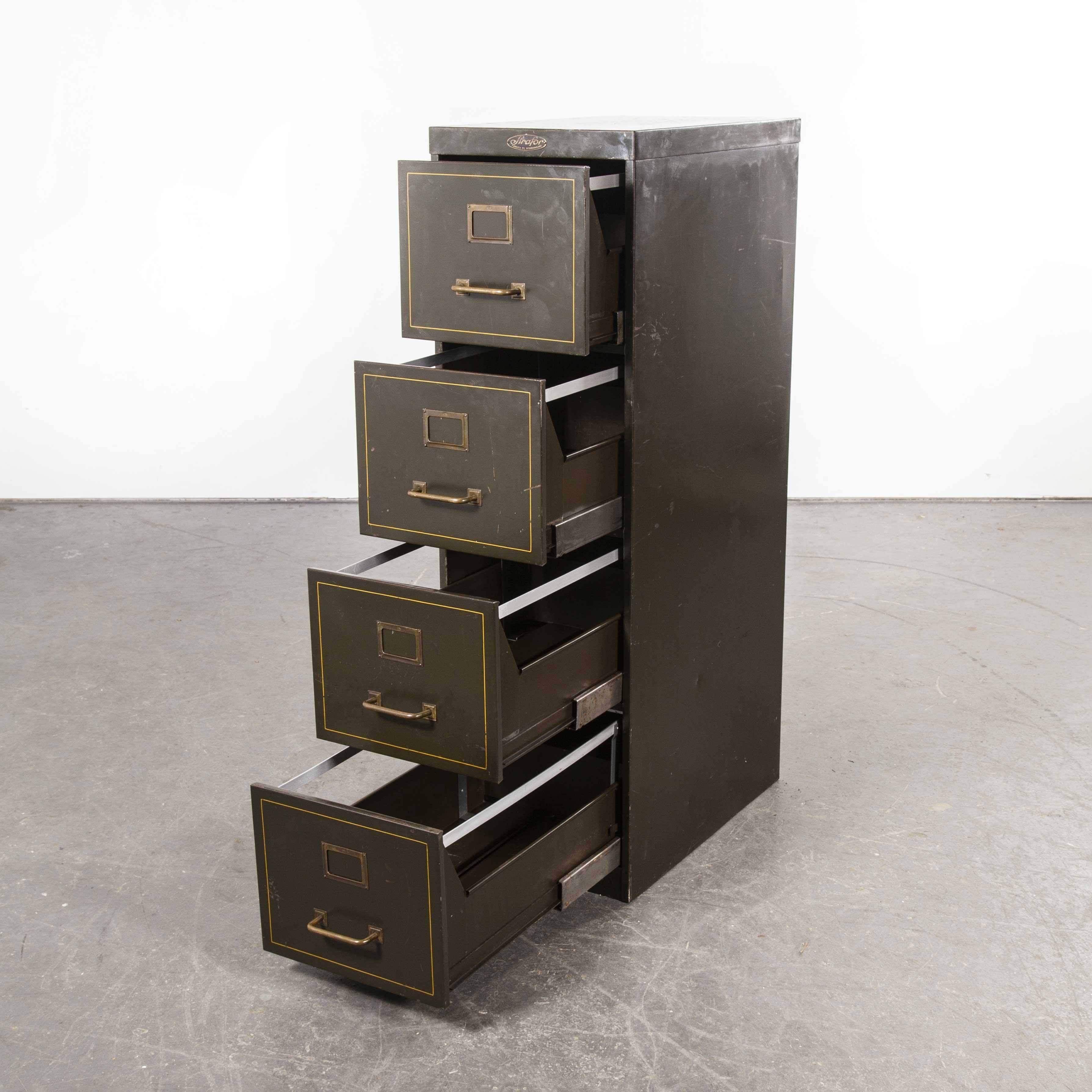 Mid-20th Century 1950s Strafor Four Drawer Filing Cabinet, Forge de Strasbourg