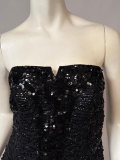 1950's Strapless Black Sequin Evening Gown, Designer Anonymous