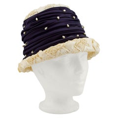 1950s Straw, Satin and Pearl Hat