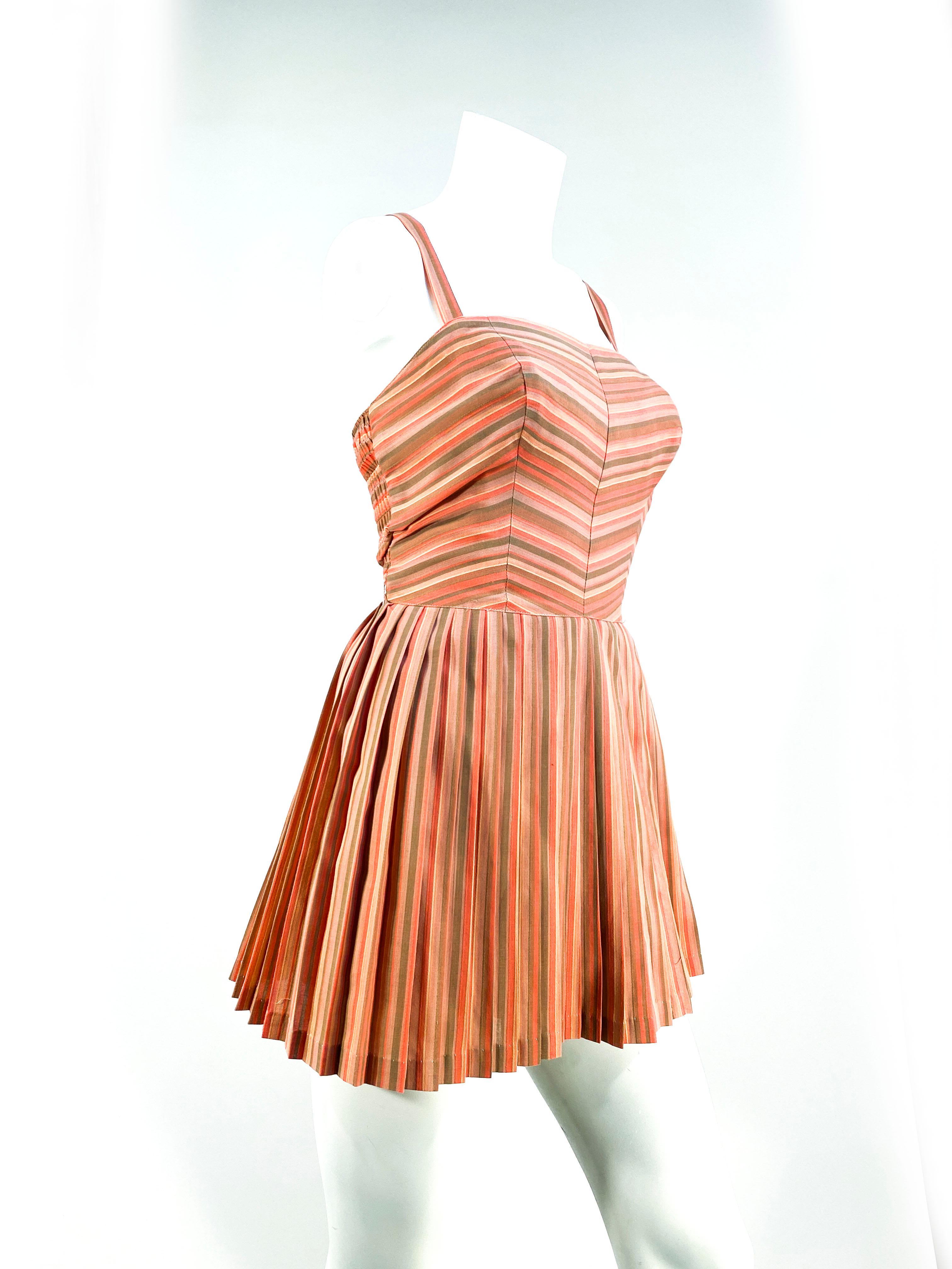 Women's 1950s Striped Cotton Sunsuit