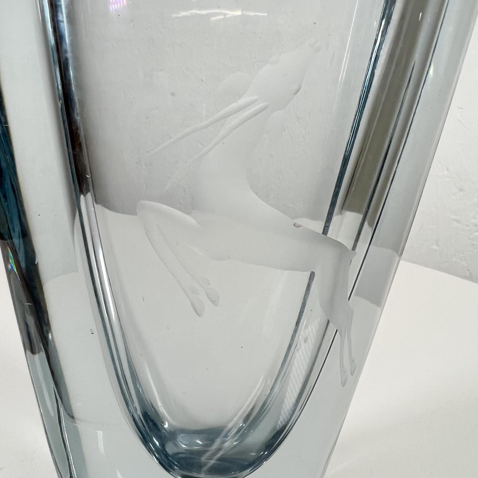 1950s Strombergshyttan Vase Gazelle Crystal Art Glass Gunnar Nyland Sweden en vente 4