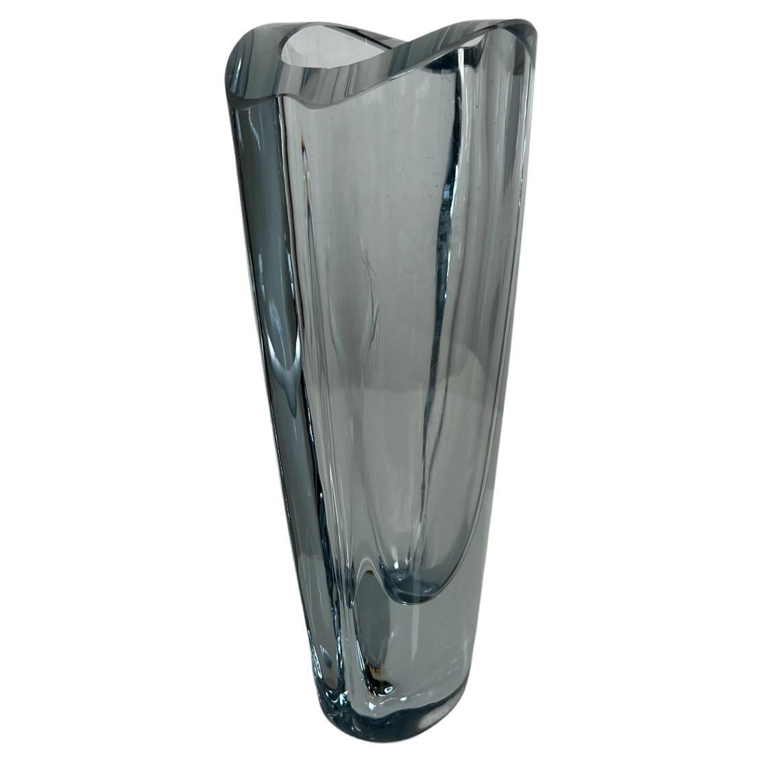 1950s Strombergshyttan Vase Gazelle Crystal Art Glass Gunnar Nyland Sweden en vente
