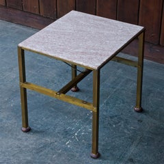 1950s Studio Craft Brass Marble Table Mid-Century Plant Stand like Eames Knoll