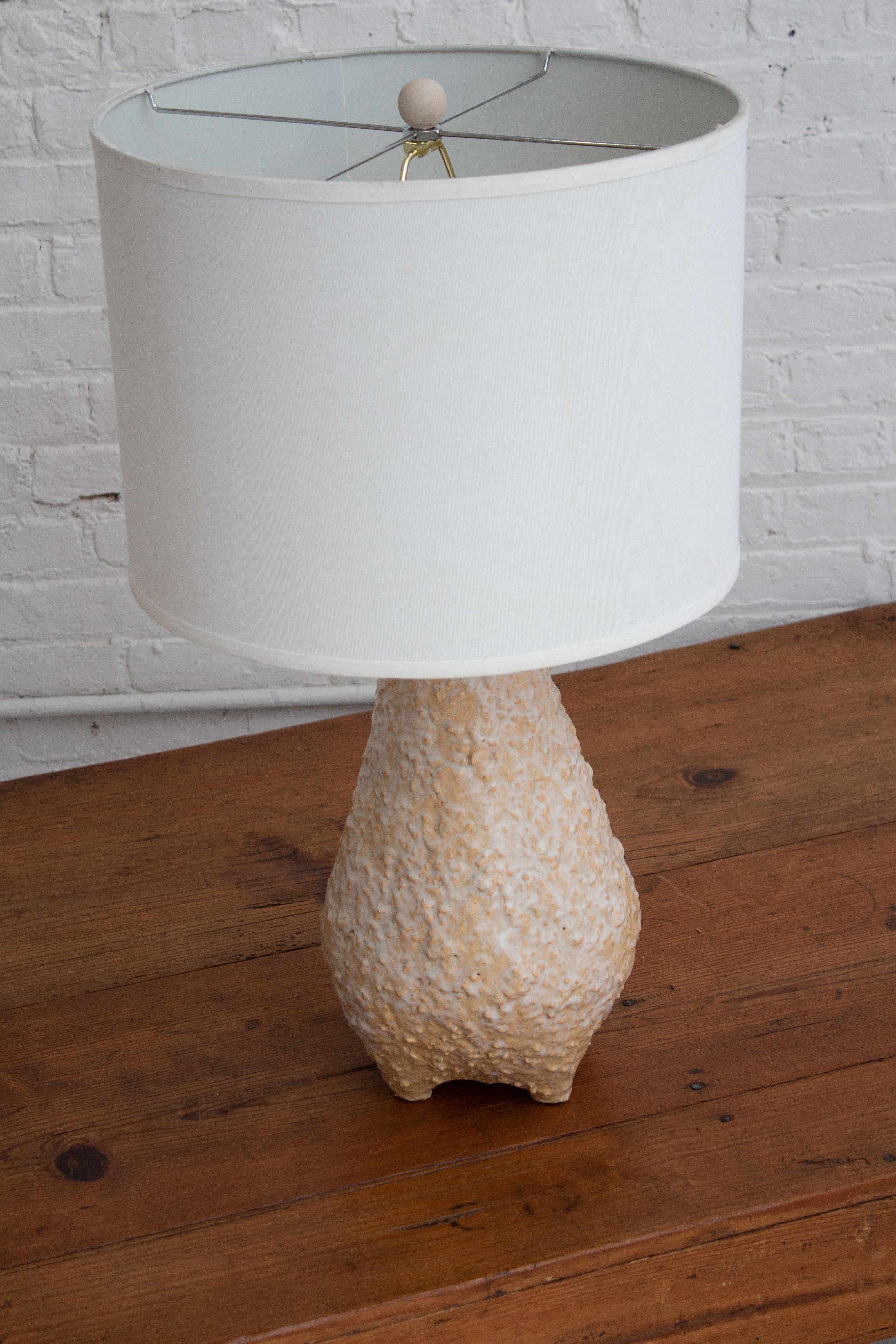 Mid-Century Modern 1950s Studio Made Textured Ceramic Lamp For Sale