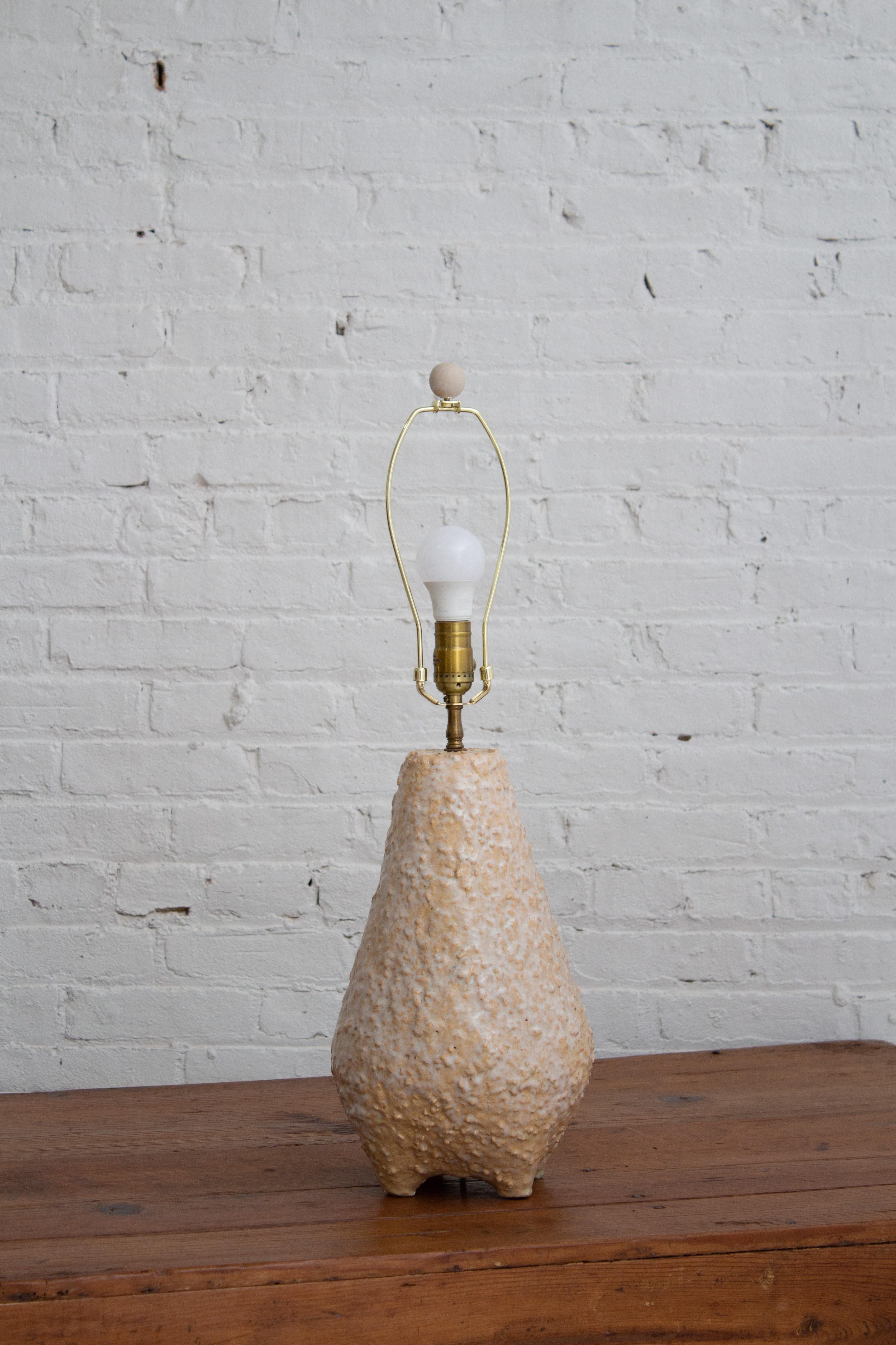 1950s Studio Made Textured Ceramic Lamp In Good Condition For Sale In Brooklyn, NY