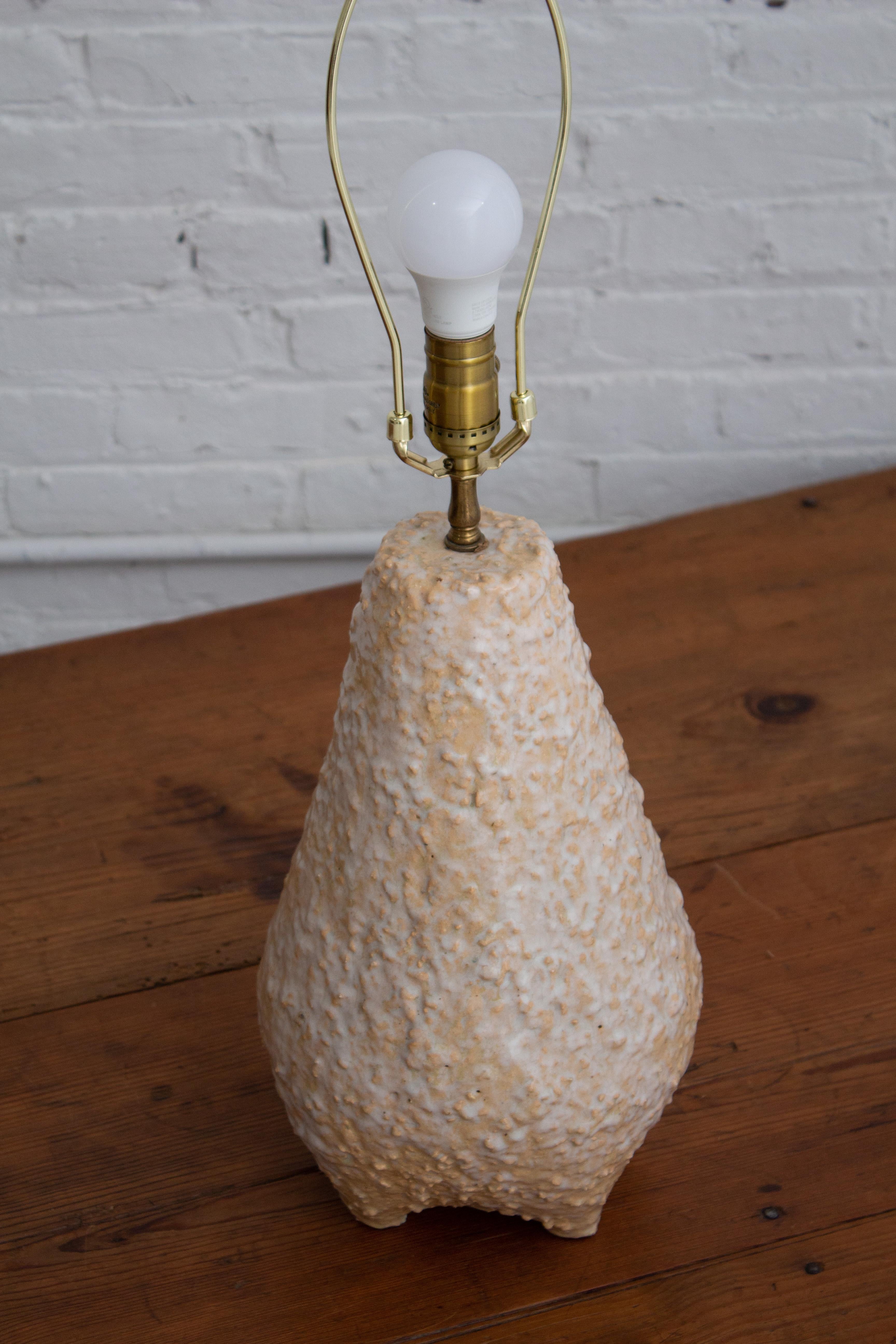Mid-20th Century 1950s Studio Made Textured Ceramic Lamp For Sale