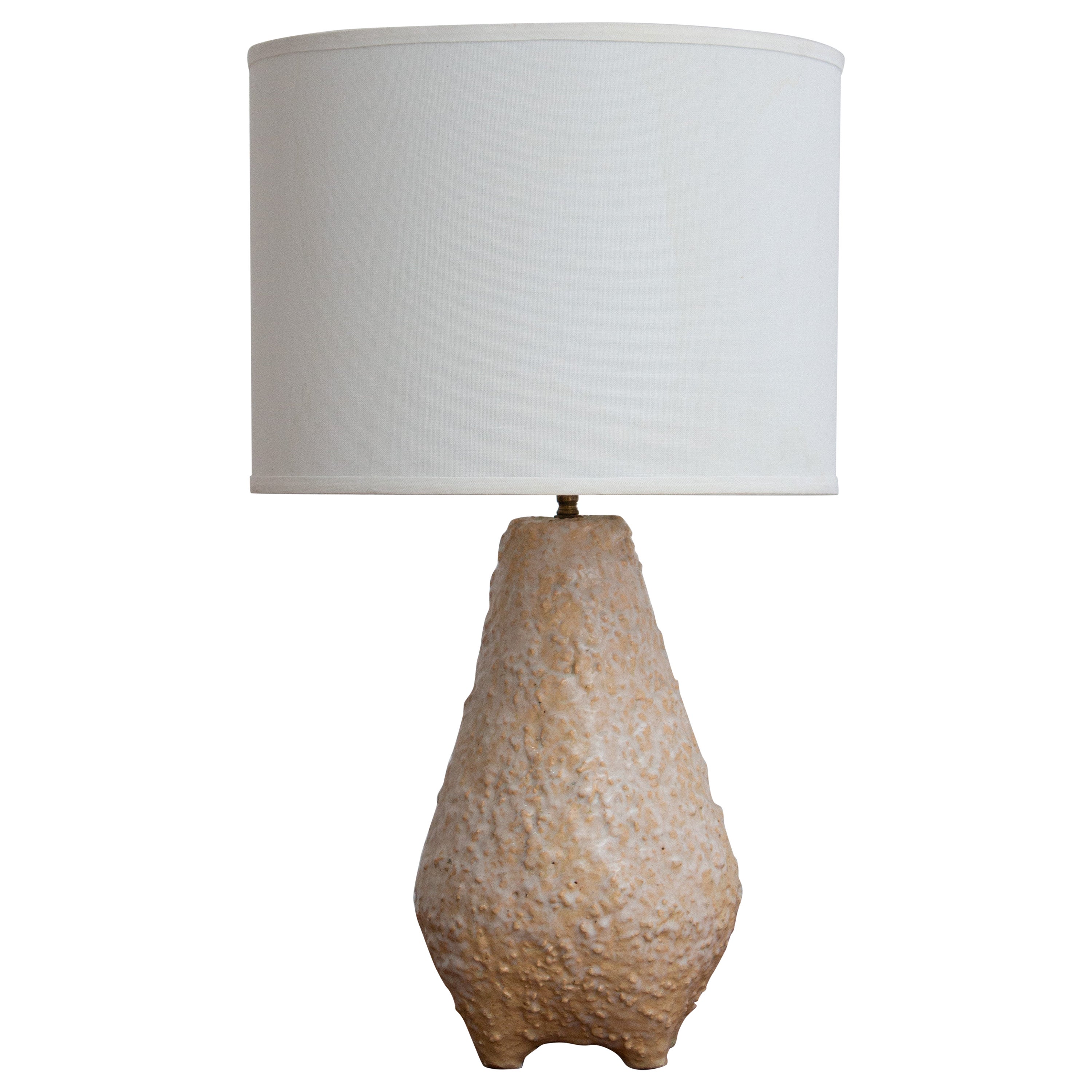 1950s Studio Made Textured Ceramic Lamp