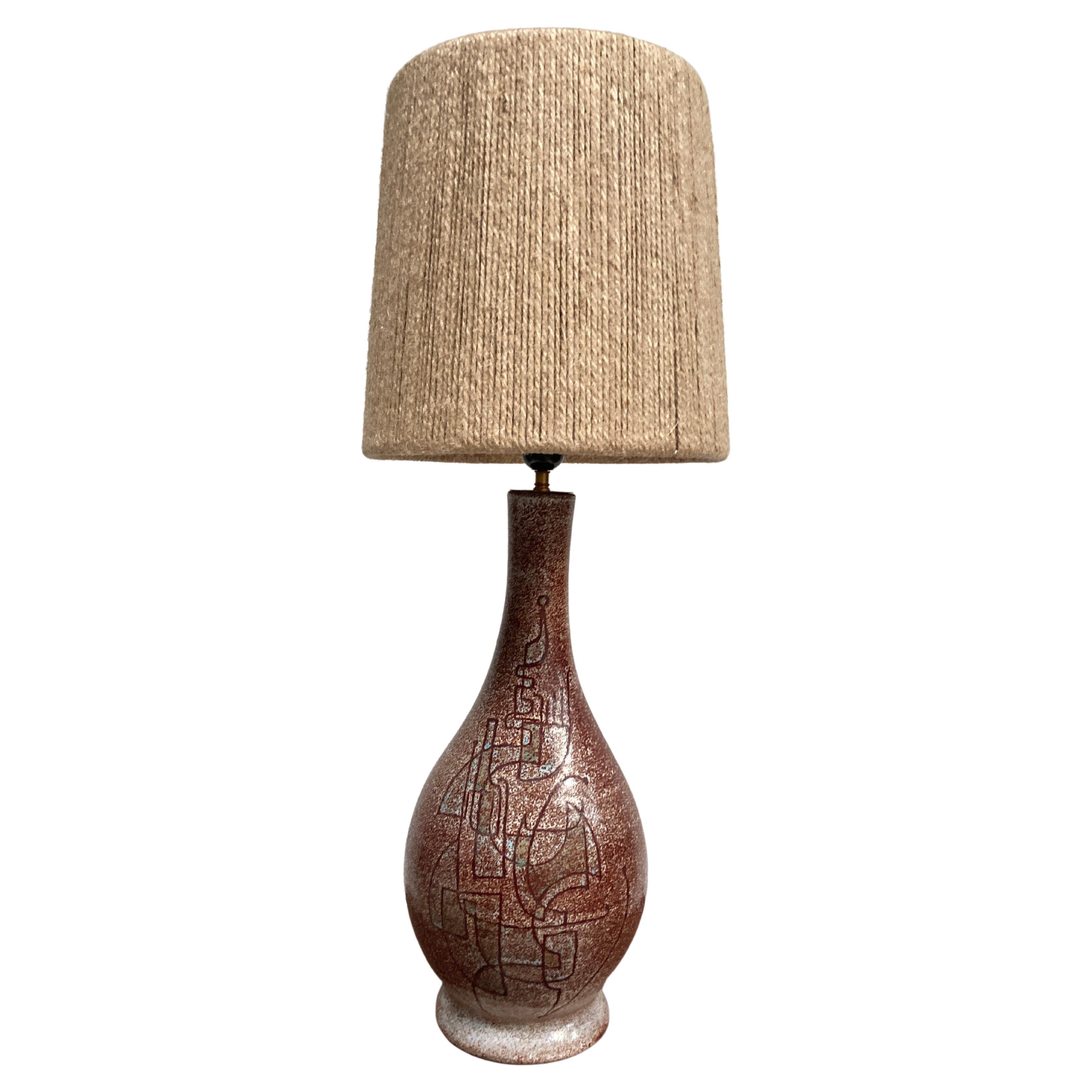 1950's Studio pottery ceramic lamp by Accolay