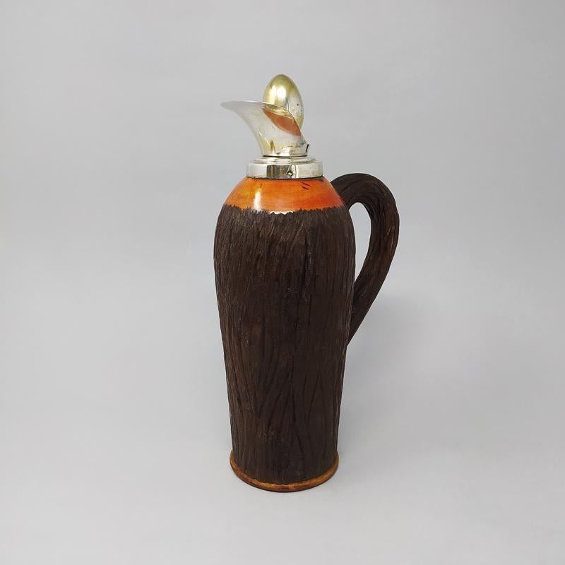 Italian 1950s Stunning Aldo Tura Pitcher in Brass and Wood, Made in Italy For Sale