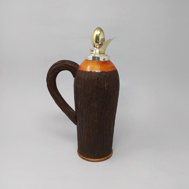 1950s Stunning Aldo Tura Pitcher in Brass and Wood, Made in Italy In Good Condition For Sale In Milano, IT