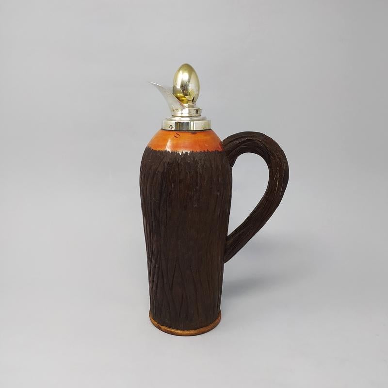 Mid-20th Century 1950s Stunning Aldo Tura Pitcher in Brass and Wood, Made in Italy For Sale