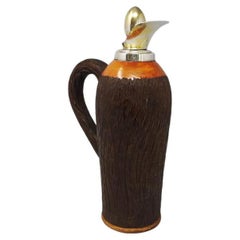 Retro 1950s Stunning Aldo Tura Pitcher in Brass and Wood, Made in Italy