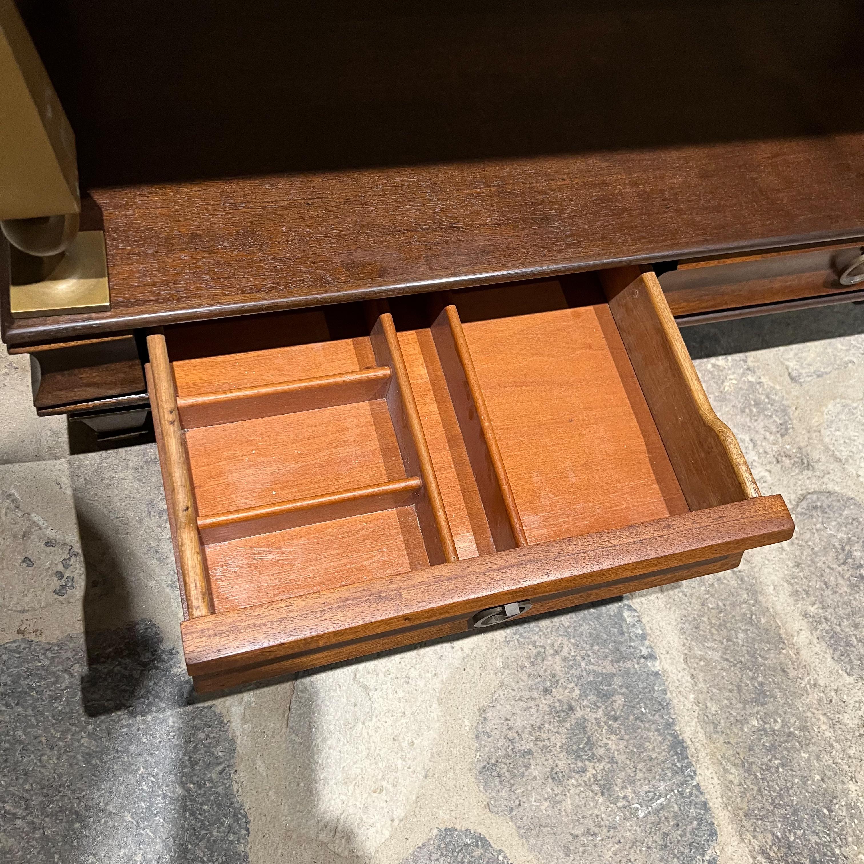 1950s Arturo Pani Console Table Mahogany Goatskin Bronze  For Sale 4