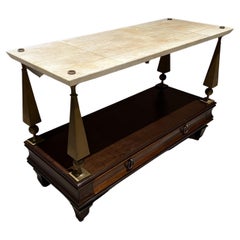 1950s Arturo Pani Console Table Mahogany Goatskin Bronze