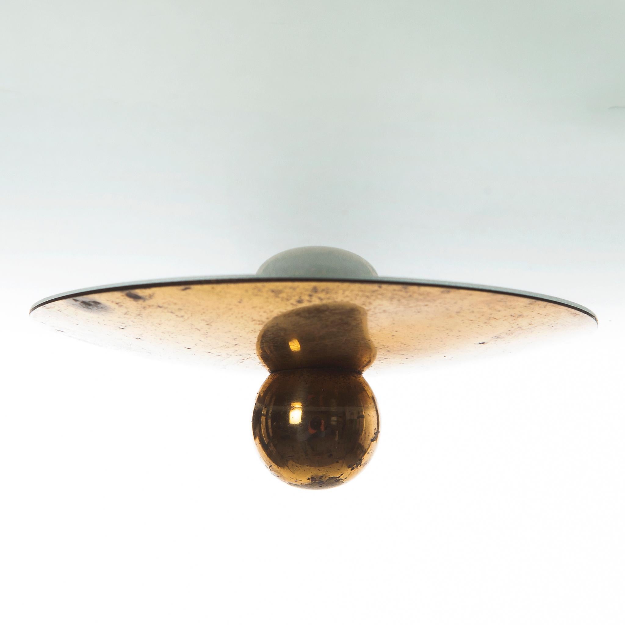 1950's Stunning Brass & Glass Pendant in Style of Pietro Chiesa For Sale 7