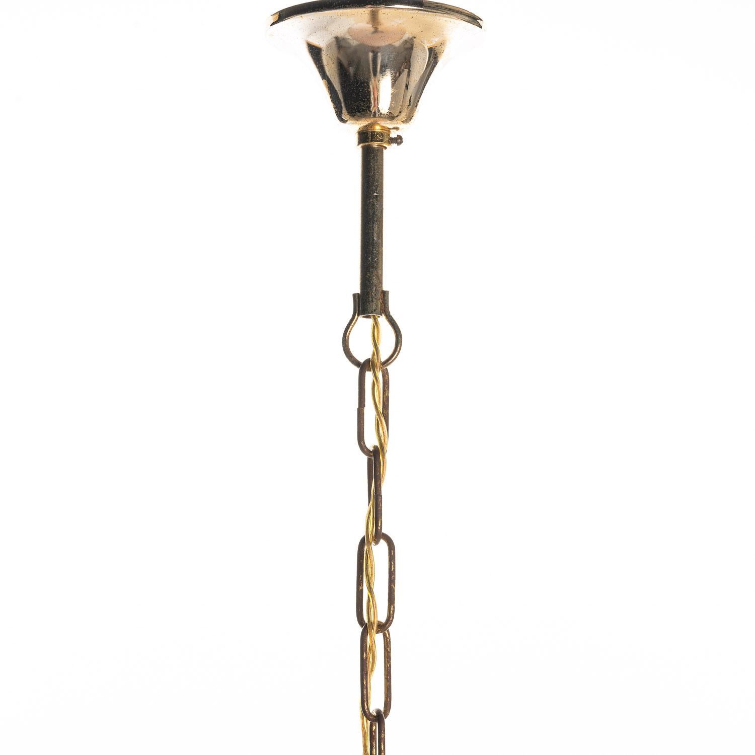 1950's Stunning Brass & Glass Pendant in Style of Pietro Chiesa For Sale 1