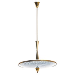 1950's Stunning Brass & Glass Pendant in Style of Venini