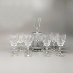 1950s Stunning Crystal Decanter with 6 Crystal Glasses, Made in Italy