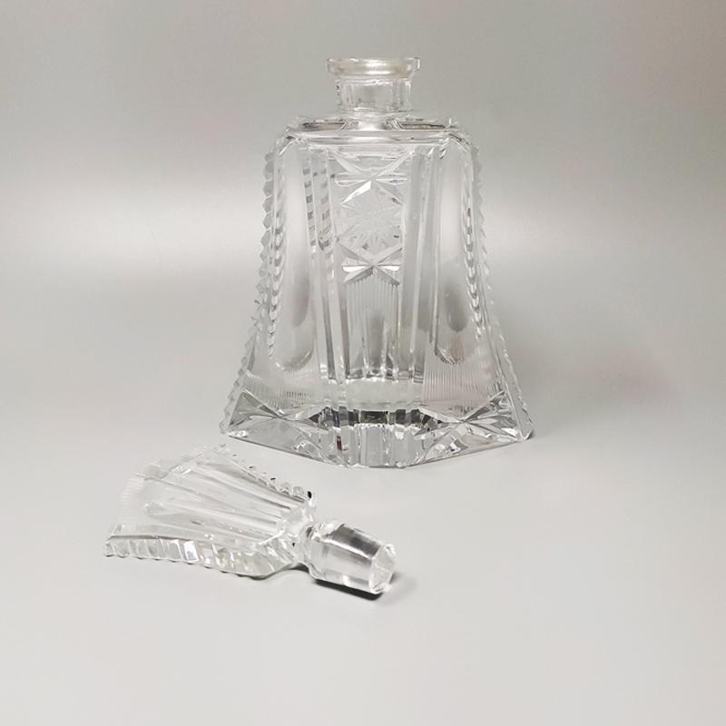 Italian 1950s Stunning Crystal Decanter with 6 Crystal Glasses, Made in Italy For Sale