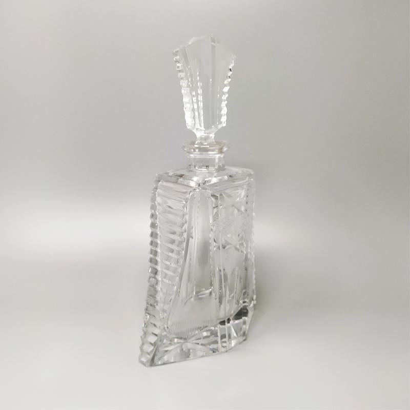1950s Stunning Crystal Decanter with 6 Crystal Glasses, Made in Italy In Excellent Condition For Sale In Milano, IT