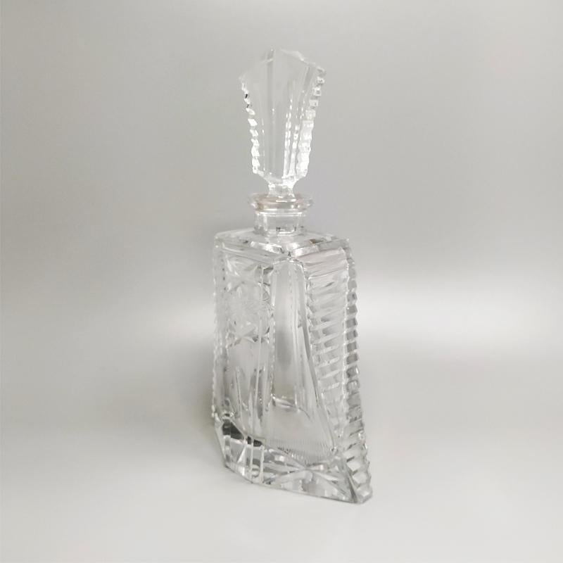 Mid-20th Century 1950s Stunning Crystal Decanter with 6 Crystal Glasses, Made in Italy For Sale