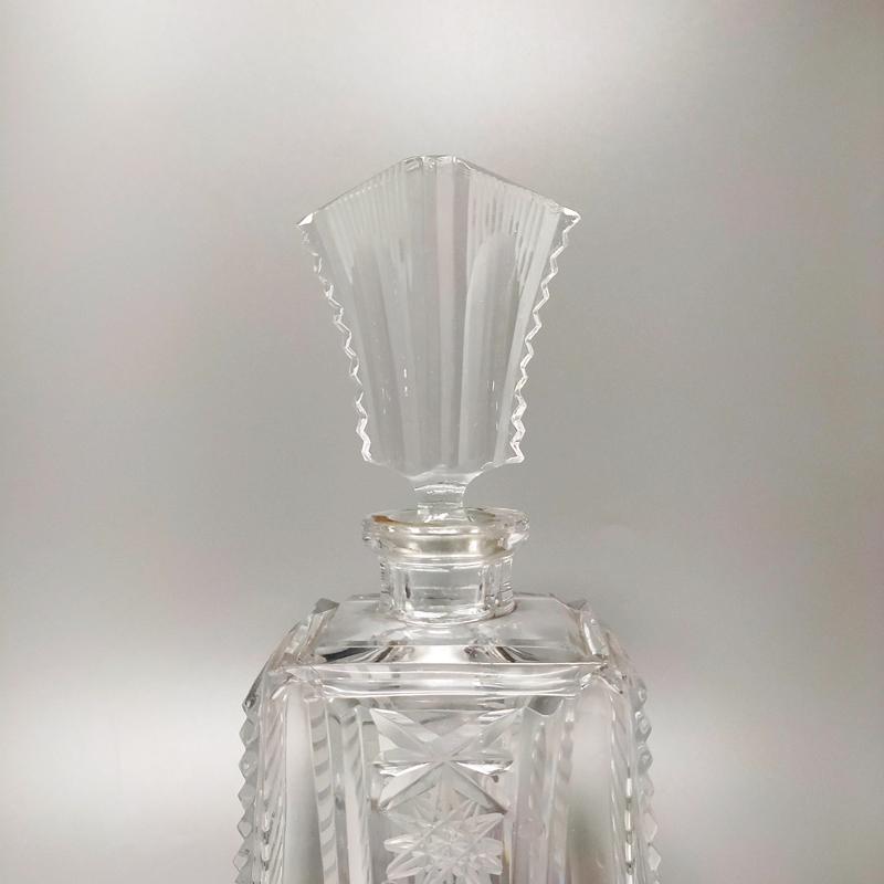 1950s Stunning Crystal Decanter with 6 Crystal Glasses, Made in Italy For Sale 1