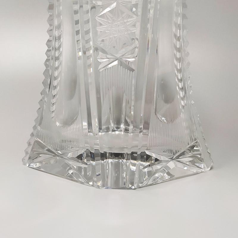 1950s Stunning Crystal Decanter with 6 Crystal Glasses, Made in Italy For Sale 2