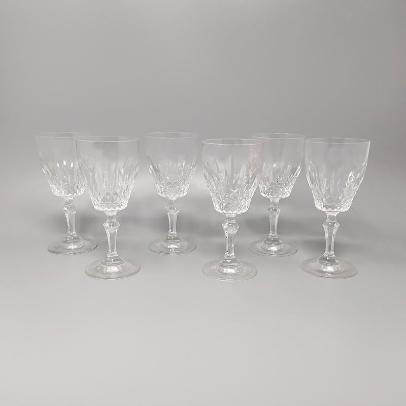 1950s Stunning Crystal Decanter with 6 Crystal Glasses, Made in Italy For Sale 3