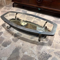 1950s Style Arturo Pani Long Oval Coffee Table Patinated Brass