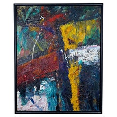 1950s Style Bay Area Abstract Expressionist Painting with Thick Textural Paint