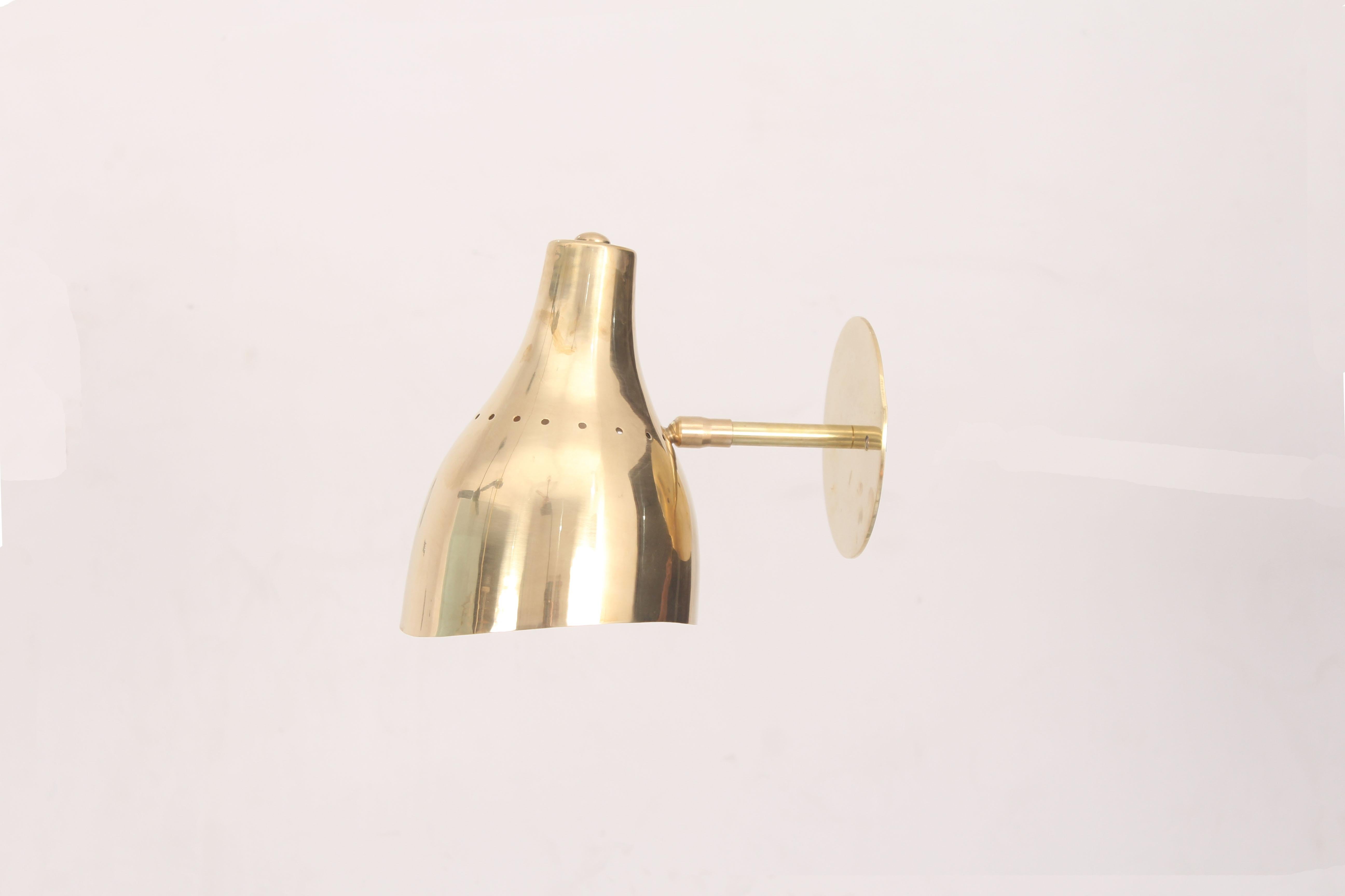 Contemporary 1950s Style Customizable Brass Pierced Wall Lamp  For Sale