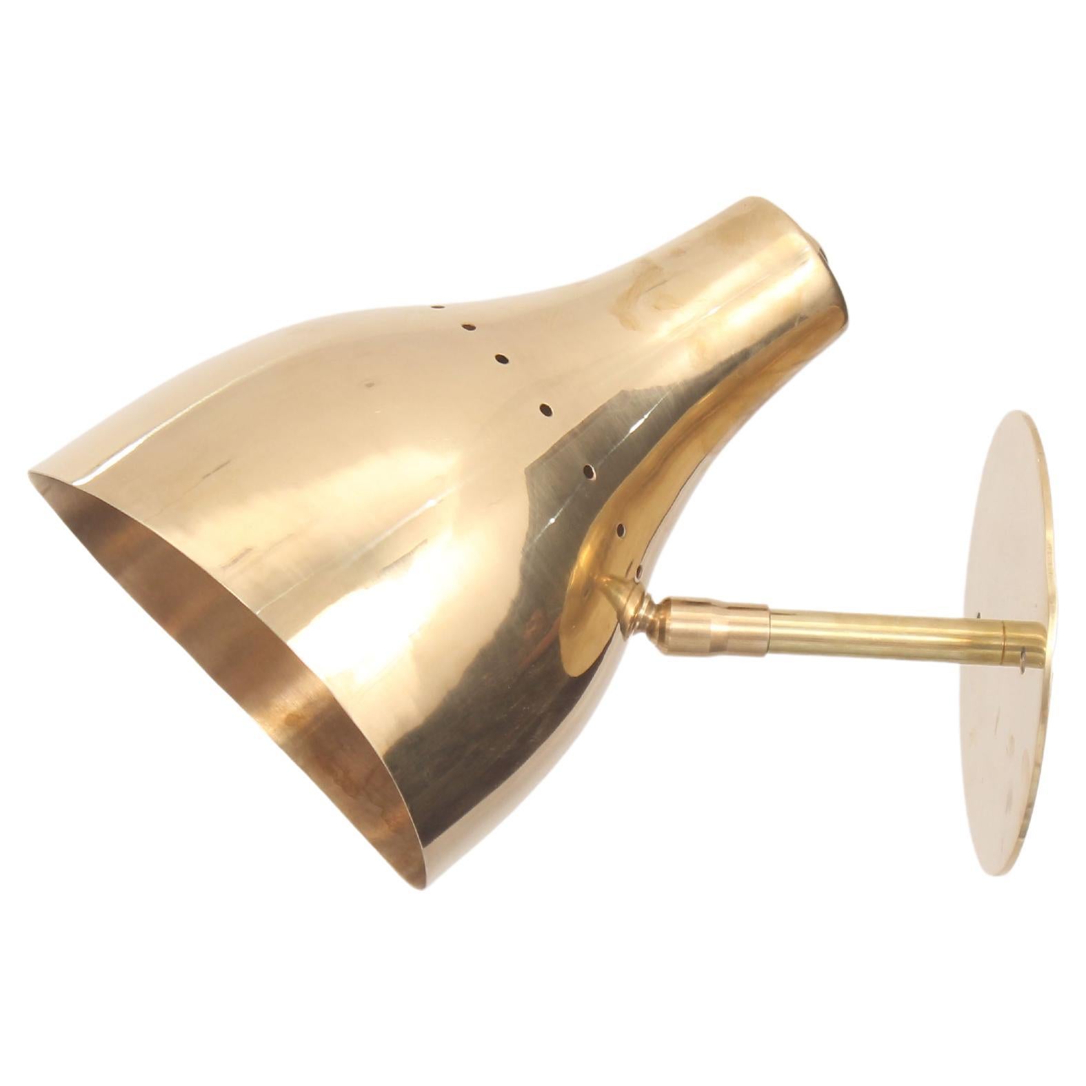 1950s Style Customizable Brass Pierced Wall Lamp 