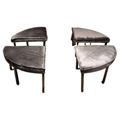 1950s Style Edward Wormley Dunbar Round Gray Sectioned Bench