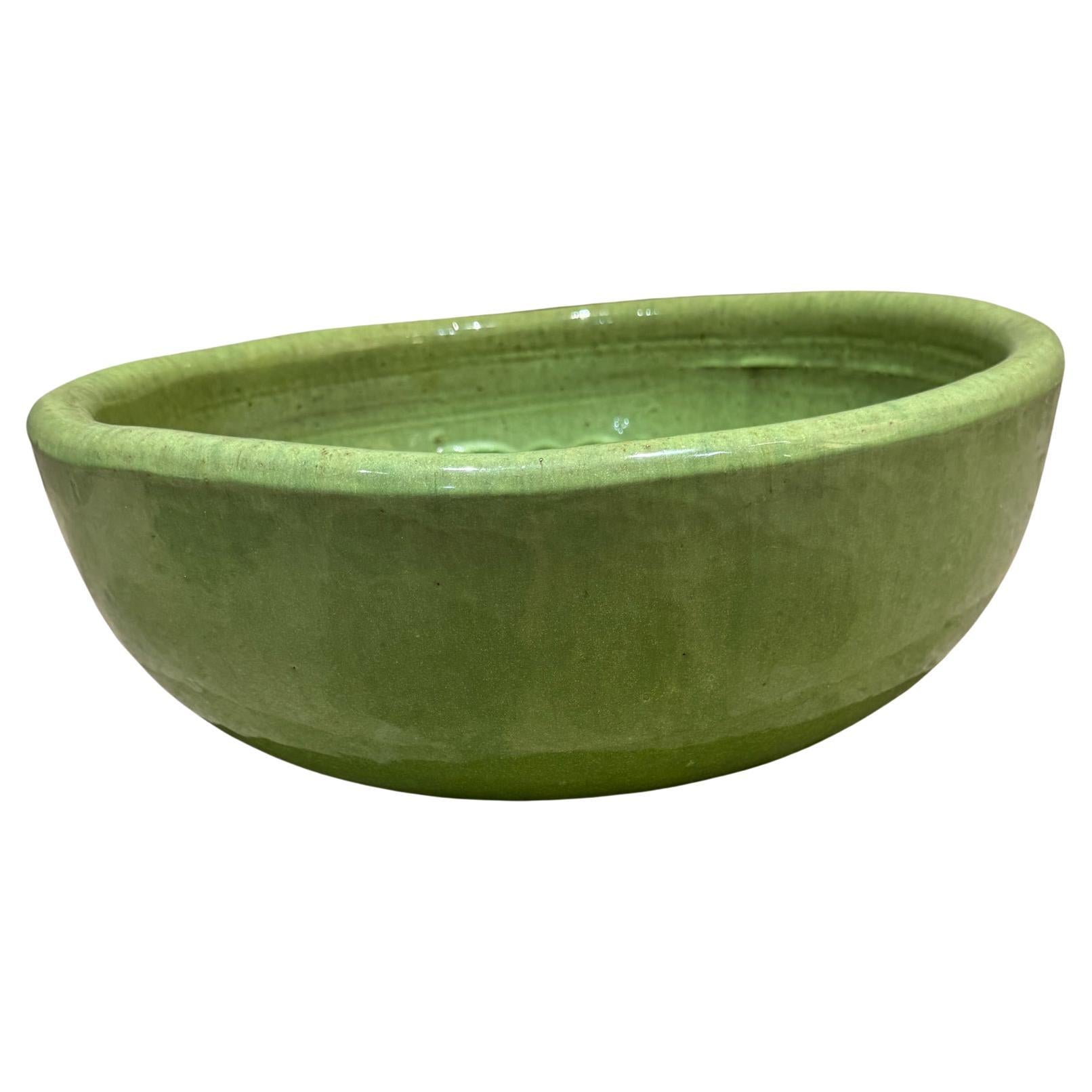Pot à fleurs Gainey Glazed Art Pottery Architectural Green des années 1950