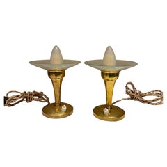 1950s Style Gio Ponti Italian Brass Table Lamps Fontana Arte Italy