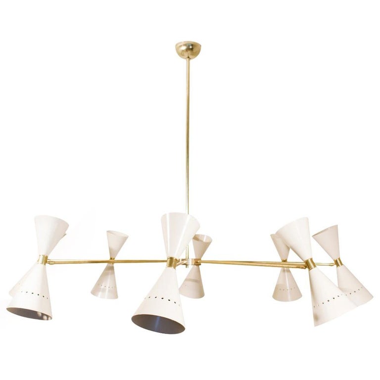 1950s Style Italian Brass and Enamel Chandelier at 1stDibs