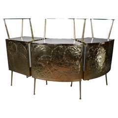Elevate Your Style with This 1950s Italian Dry Bar in White Murano Glass & Brass