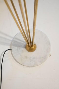1950s Style Italian Glass Ball and Brass Floor Lamp