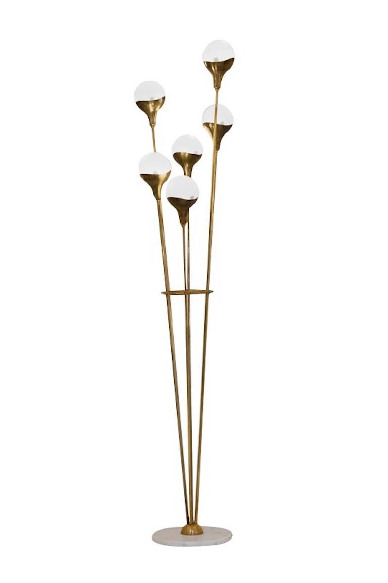 brionyco：“italian pink glass and brass lilz of the valley floor lamp”