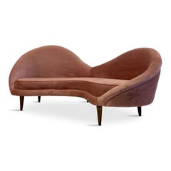 1950s Style Italian Sofa in Soft Pink Velvet