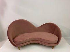 1950s Style Italian Sofa in Soft Pink Velvet